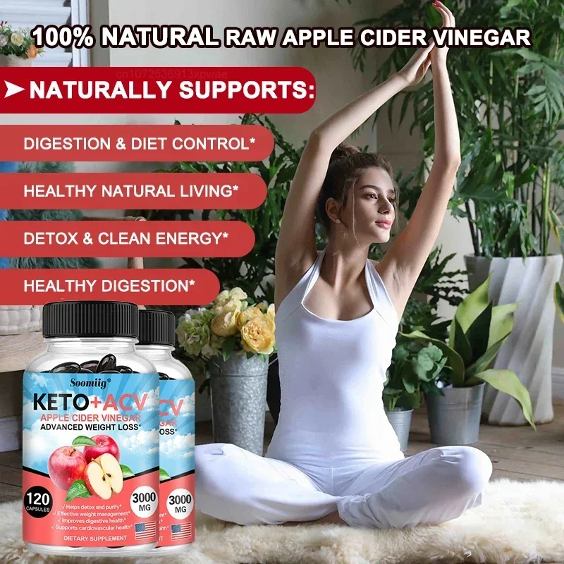 Ketone + Apple Cider Vinegar Capsules - Helps with Detoxification, Effective Weight Management, and Improved Digestive Health