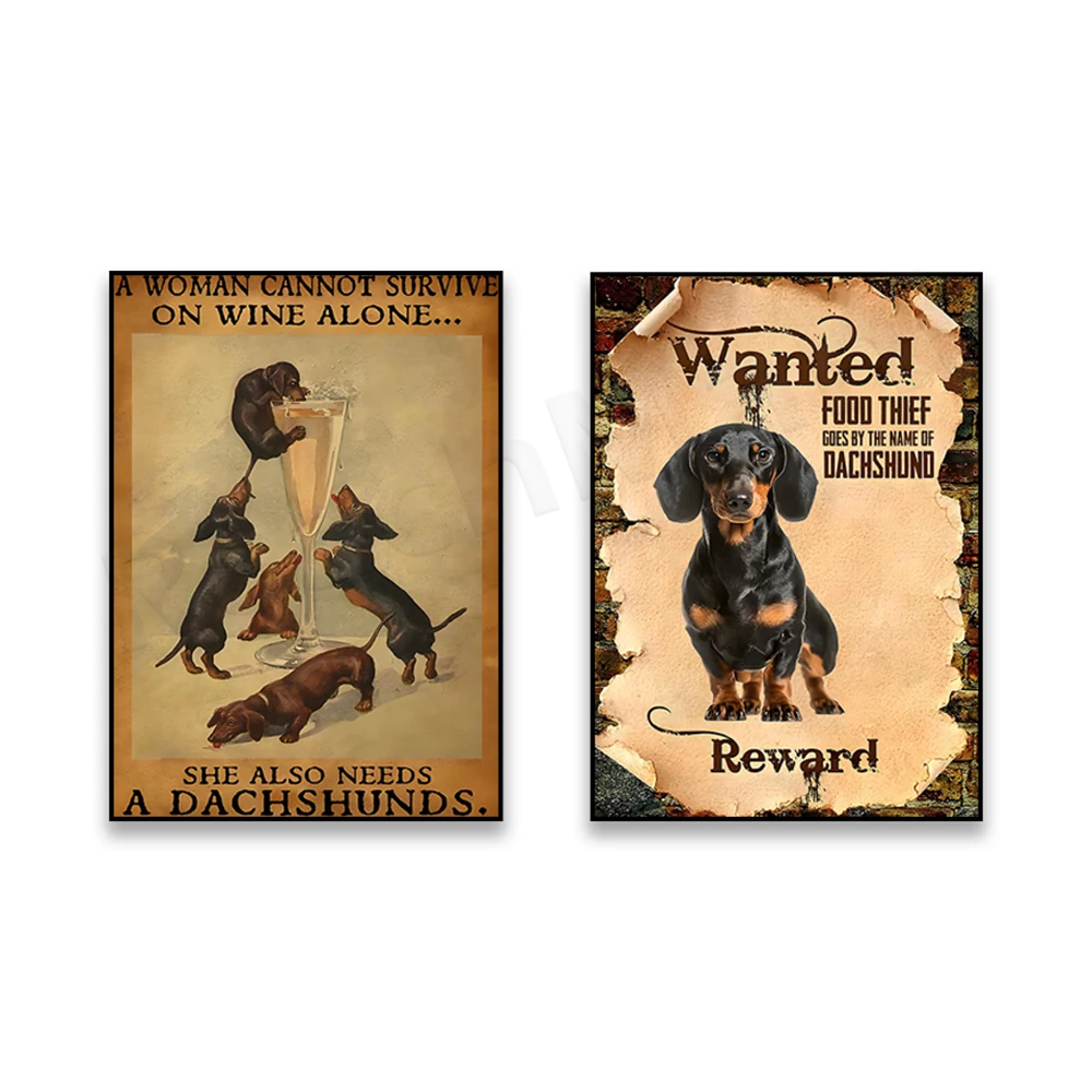 Dachshund sign A woman can't survive on alcohol alone poster, she needs it too, a sausage, bar yard garage club home decor