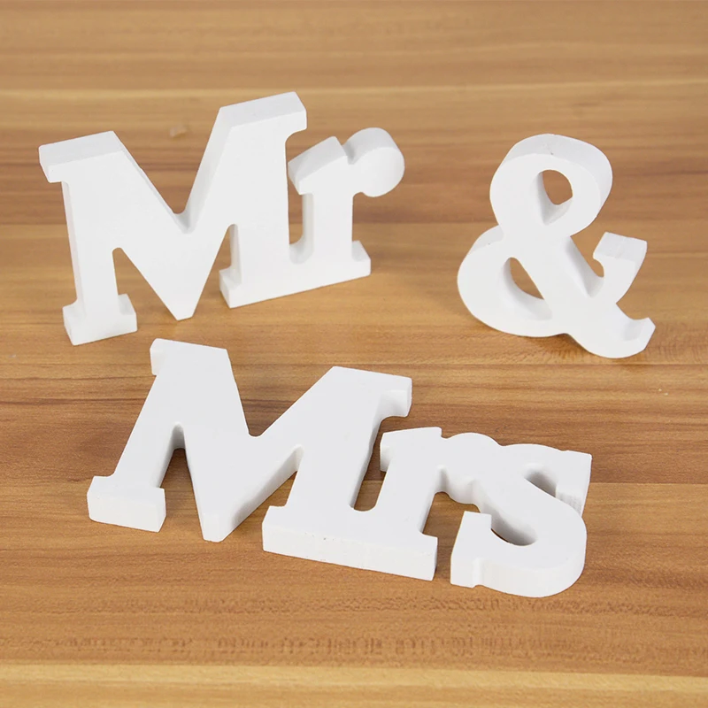 3pcs/set White Wedding Decorations Letter Mr & Mrs Decor Props Just Married Wedding Events Party DIY Decor Supplies Ornaments