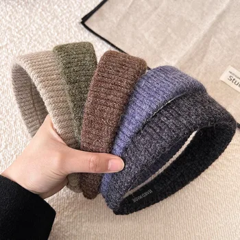 Vintage Knitted Hairbands For Women Soft Stripe Crochet Headbands Winter Lightweight Wide…
