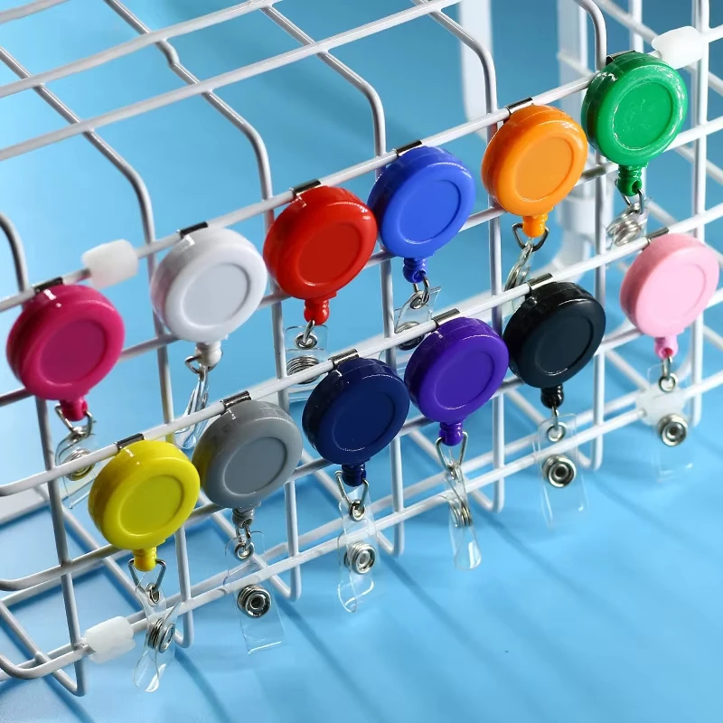 

Colorful Retractable Transparent Keychain Pull Badge Reel Men Women Cardholder Clips Metal Plastic Extensible Badge Holder Reel