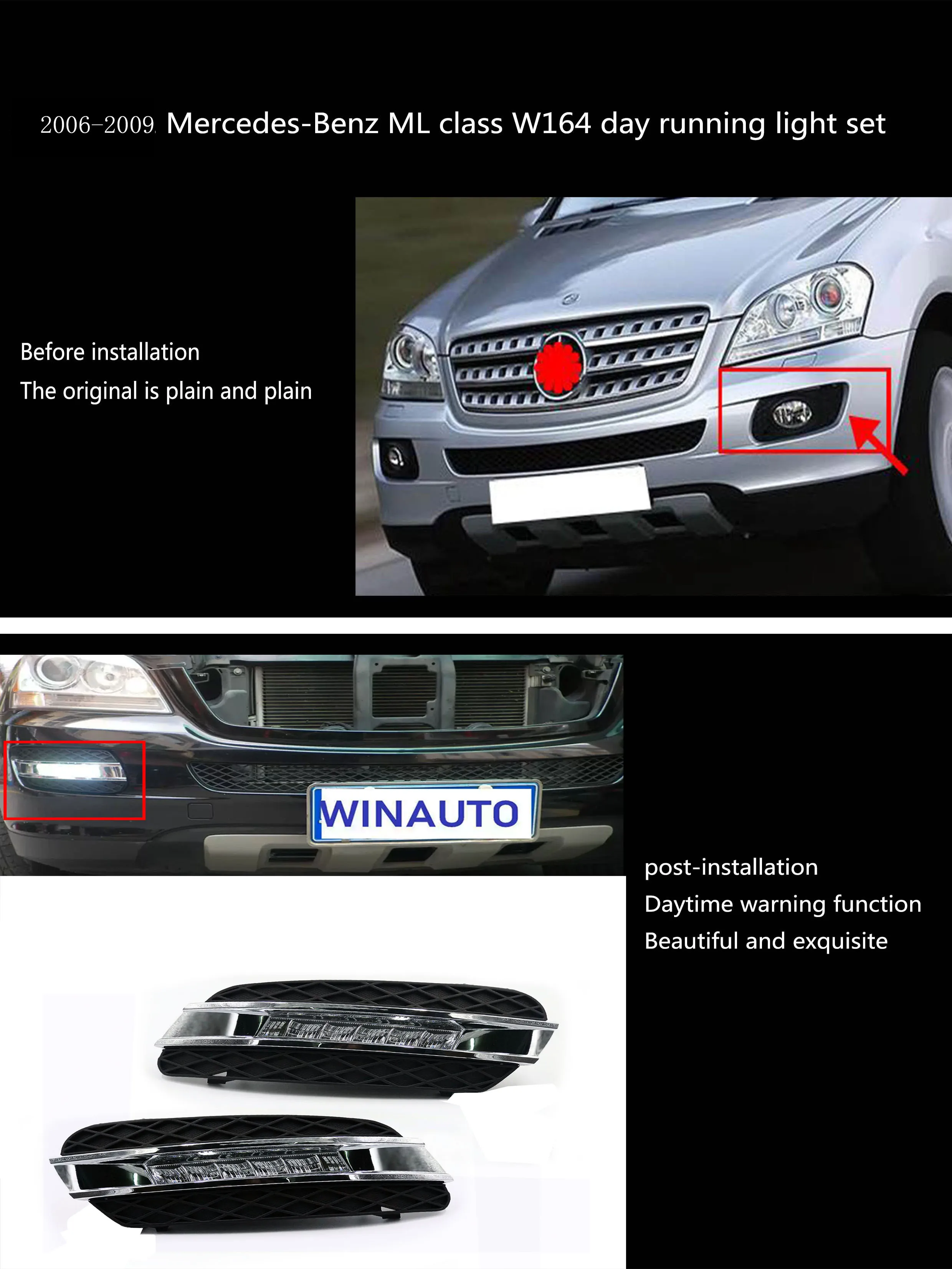 CSCSNL DRL Daytime Running Lights Fog head Lamp cover For Mercedes Benz ML350 W164 ML280 ML300 ML320 2006 2007 2008 2009