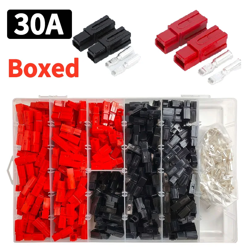 40/90/200/500Pcs/Box ​​ Single Pole Plug 30A High Current Connector - PP Battery Forklift Power Terminals Bulk Pack​​