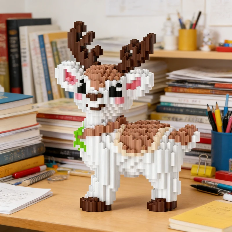 3200 個かわいい鹿ビルディングブロックおもちゃ 3d モデル組み立て子供のおもちゃ卓上装飾子供の誕生日ギフト