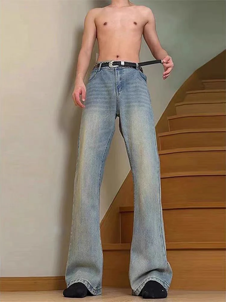 

Мужские джинсы Retro Blue Cleanfit: весенне-осенние длинные брюки, прямые, слегка расклешенные, из денима, для молодежи, в стиле High Street