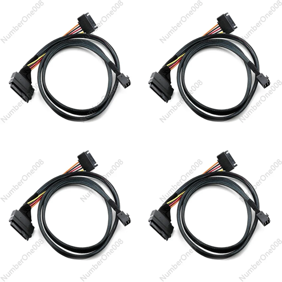 

4X Built-in 12G Mini SAS HD to U.2 / SFF-8643 to SFF-8639 Cable 0.5M with 15-Pin SATA Power Supply, Suitable for U.2 SSD