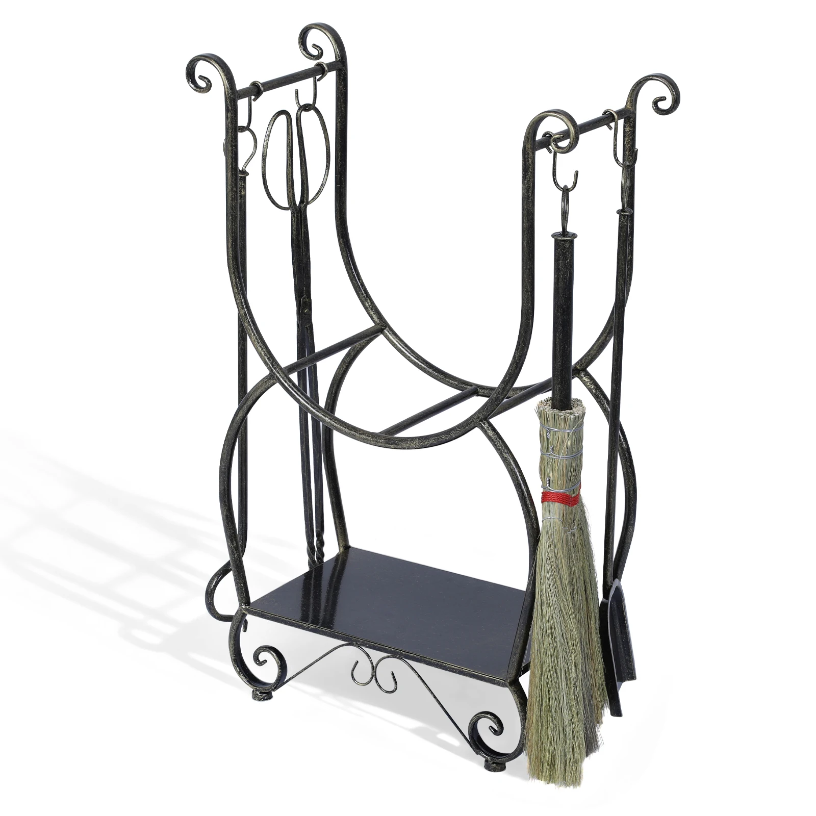 

Набор металлических стоек для дров с 4 инструментами для камина. Стойка для дров не требует установки. Регулируемая штабелерная подставка для камина.