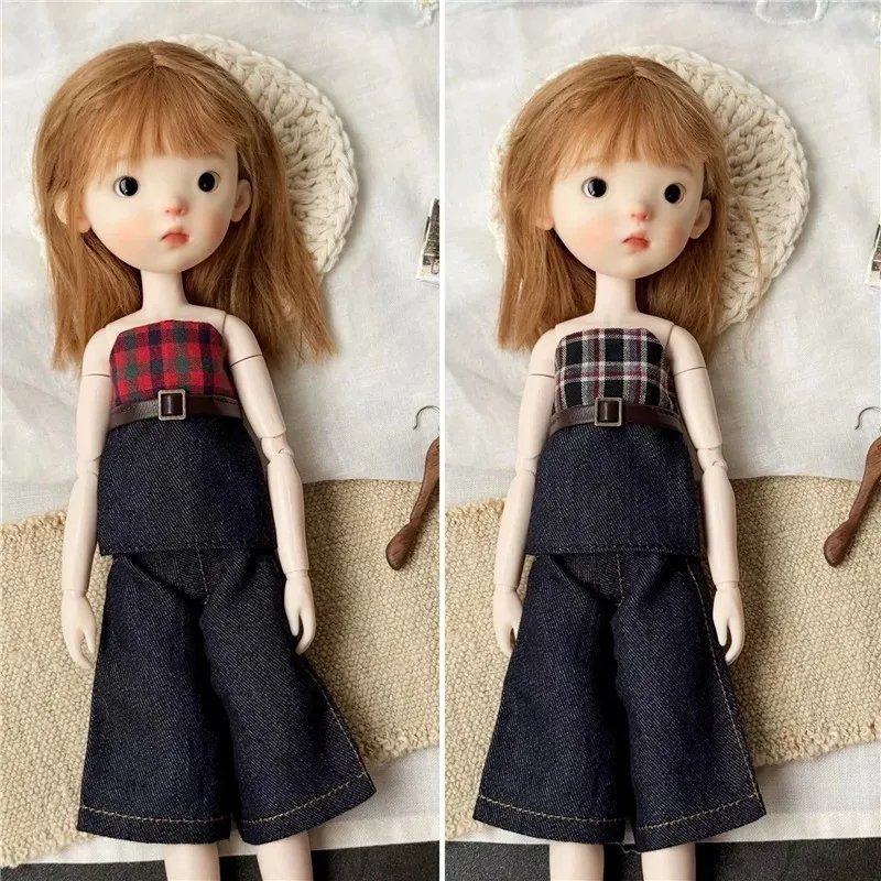 Ropa para muñeca Blythe, vestido plisado, falda Jk, conjunto de ropa, suéter de cuello alto, conjunto de pantalones vaqueros OB24 OB22 1/6, pierna larga HelloKitty