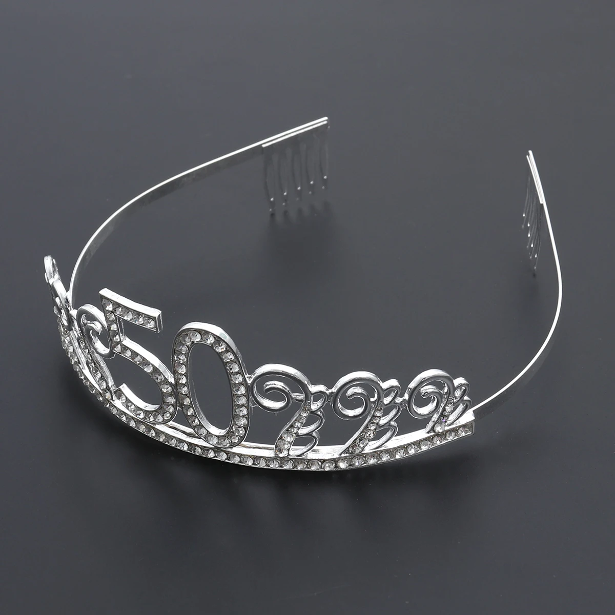 

50Th Birthday Crystal Rhinestone Tiara Queen Crown Hair Comb Dance Party Accessory Women Gift Alloy Anti-Allergic Headband