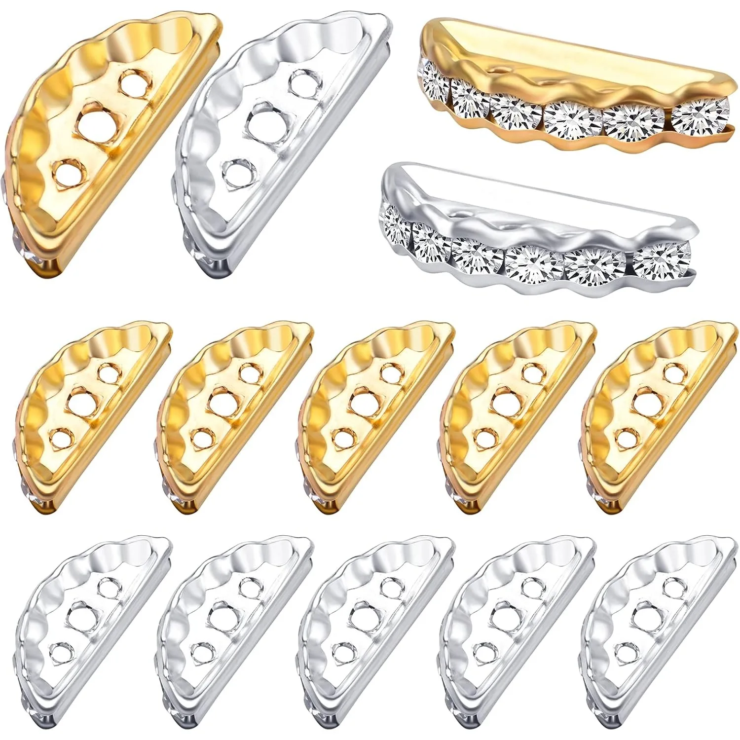 

100 шт., бусины-разделители со стразами, 3 отверстия, полукруглые хрустальные прокладки, соединители, бусины для изготовления браслетов «сделай сам», ювелирных изделий