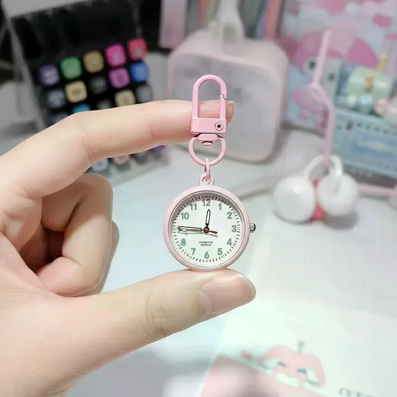 Pocket Watch Silent Movement Alloy Case Soft Leather Cover Mini Decor for Students Exam School Daily Use