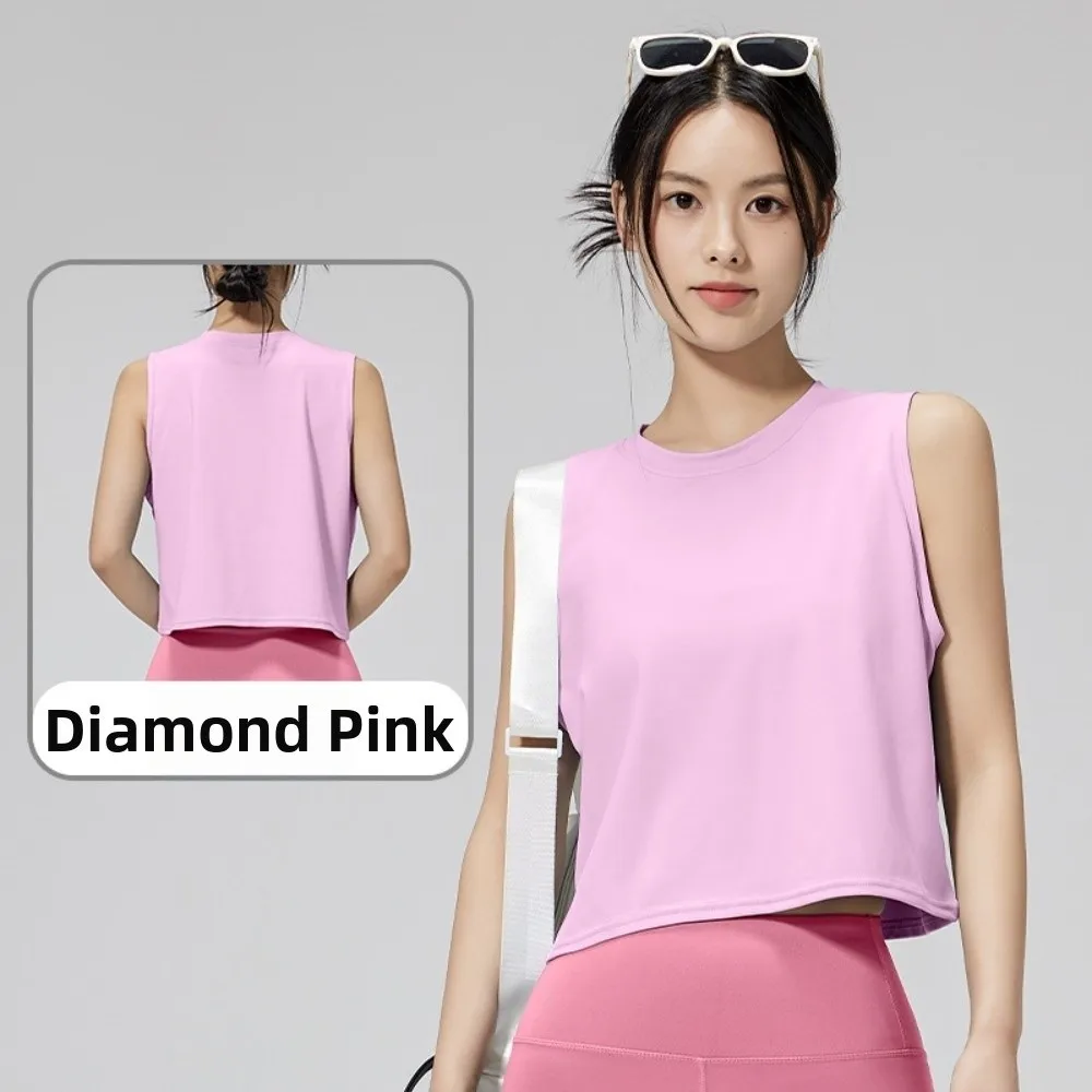 Round Neck Slim Fit Yoga Top Quick-Drying Skin-Friendly Women's Fitness Running Top Soft Comfortable Breathable Sports Top