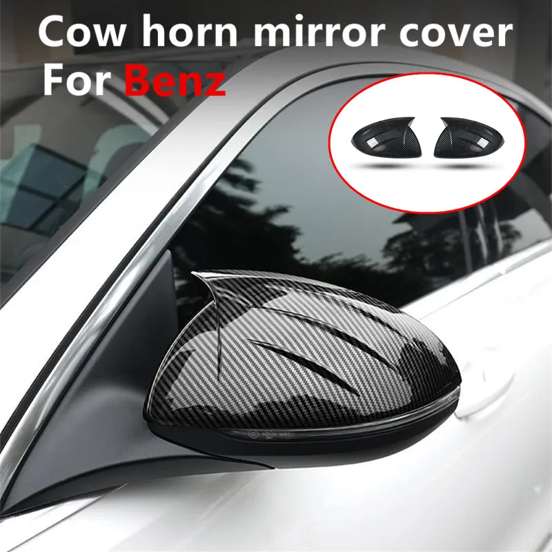2pcs Car Mirror Decorative Cover Case Trim Shell Housing carbon fiber For Mercedes Benz C Class W206 2022 2023 2024 2025