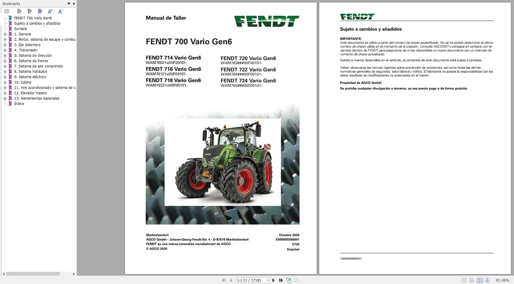 FENDT TRACTOR 17GB PDF Updated 2022 Diagrams, Operator Manual & Workshop Manuals Spanish_ES DVD