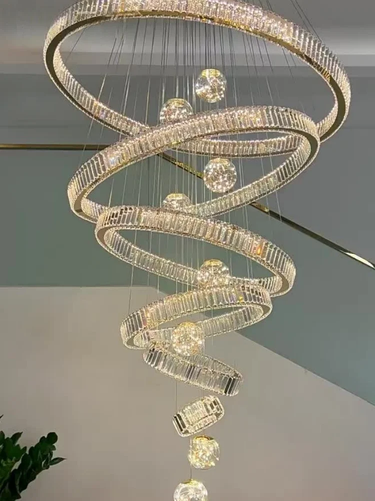 Villa Living Room Chandelier Luxury Highend Mid To High Rise Building Crystal Chandelier Duplex Building Large Chandelier Newled