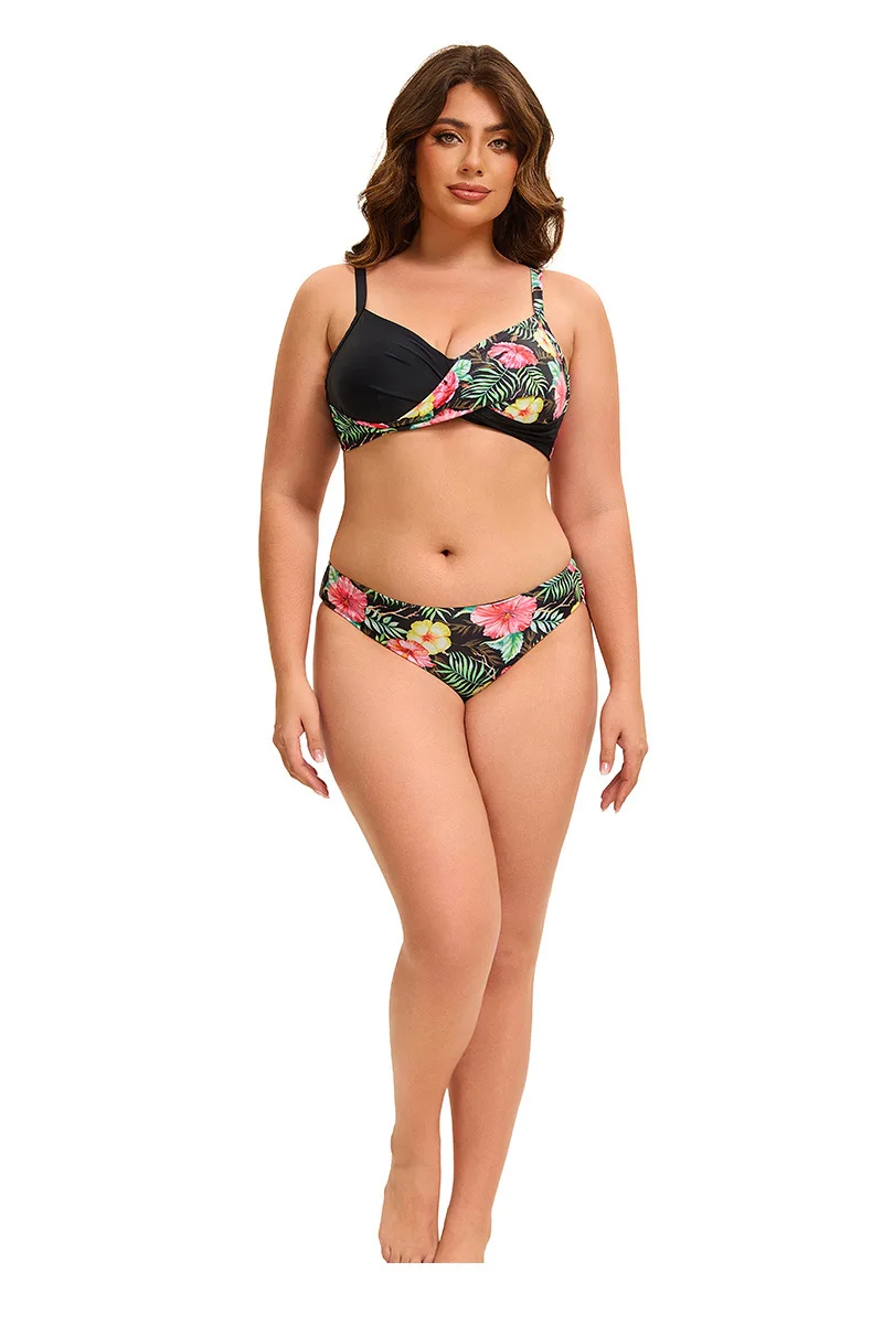 2025 جديد حجم كبير بلا أكمام الاستوائية المطبوعة قطعتين مجموعة البكيني مثلث أعلى وأسفل النساء ملابس السباحة #6