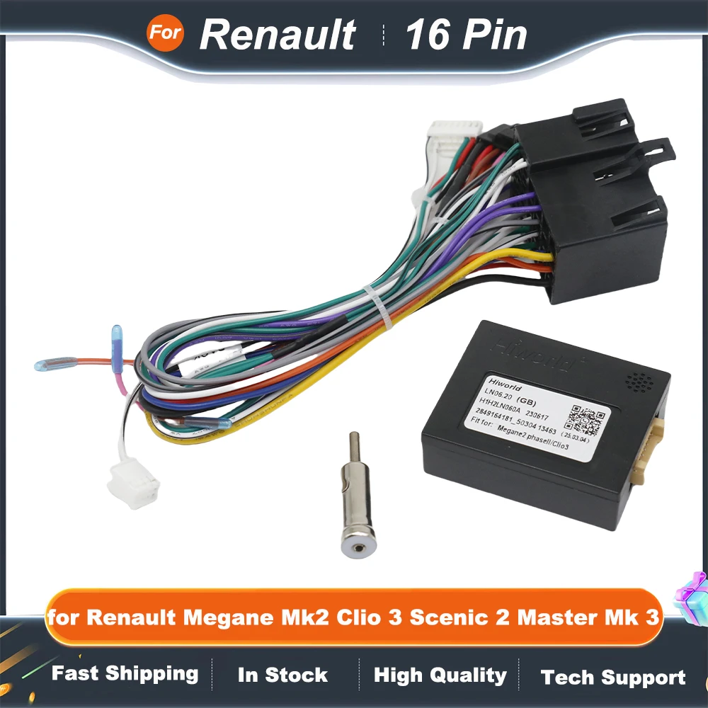

Wiring Harness Adapter CAN Bus Decoder for Renault Megane Mk2 Clio 3 Scenic 2 Master Mk 3 16 Pin Car Android Cable
