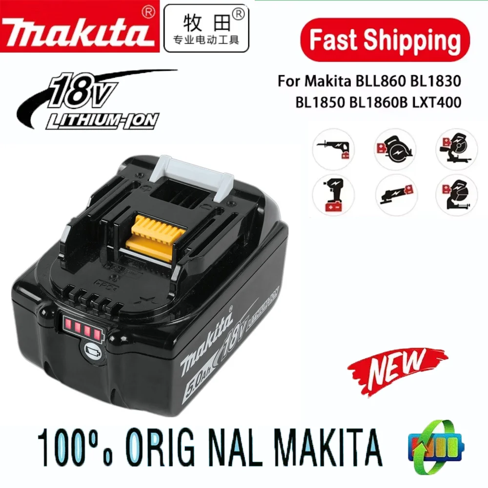 

100% original Makita 18V 6.0Ah5.0Ah rechargeable battery for replacing Makita BL1830 BL1850B BL1860B suitable for Makita tools