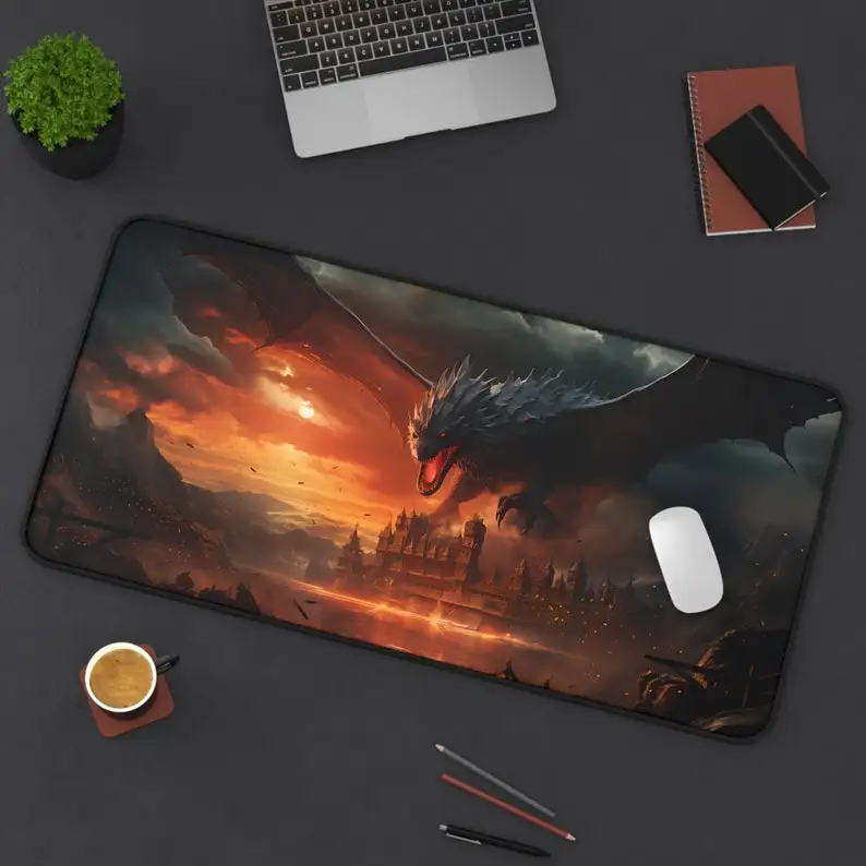 

Dragon Art Mouse Pad XXL, Anti-Slip Waterproof Red Gaming Mouse Pad, Office Desktop Decoration, Suitable for Work and Gaming