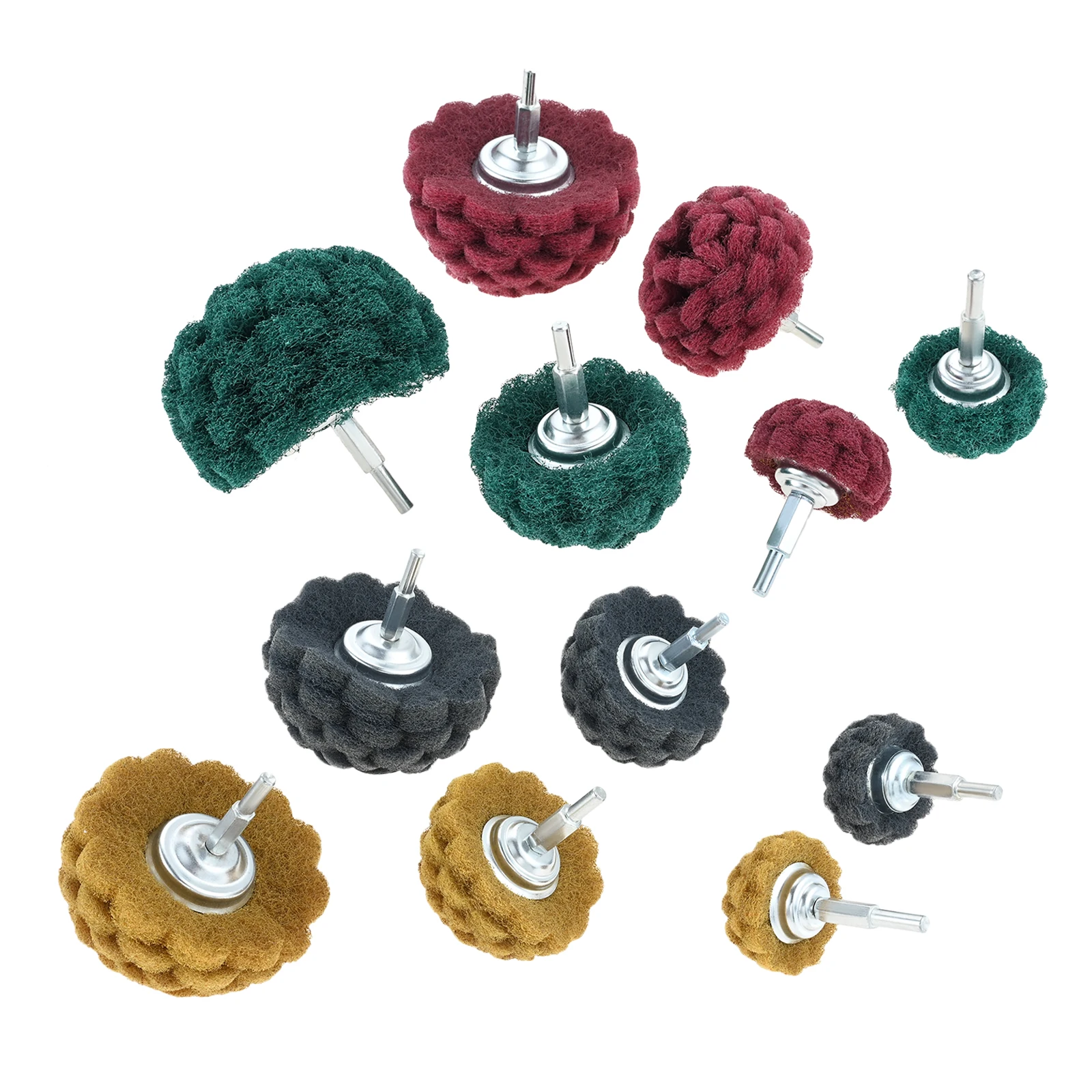 

6Pcs Grit 120 400 Scouring Pad Abrasive Drill Cleaning Kit 1/4'' Shank Non Woven Buffing Polishing for Drill Power Scrubber Tool