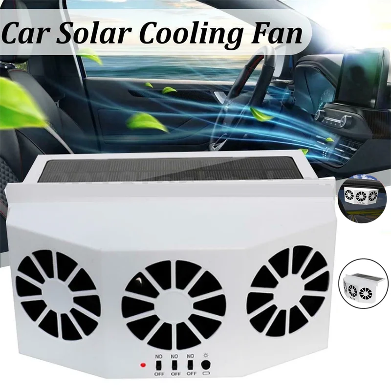 

Solar Car Exhaust Fan Deodorizing Promoting Air Circulation Solar Powered Car Ventilator Front Rear Window Radiator White