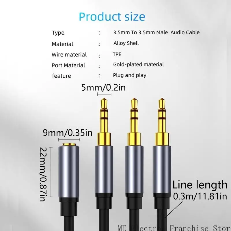 T5EA 1 ~ 3 3.5mm 포트 어댑터 케이블 확장 보조 케이블 어댑터 와이어 헤드폰 케이블