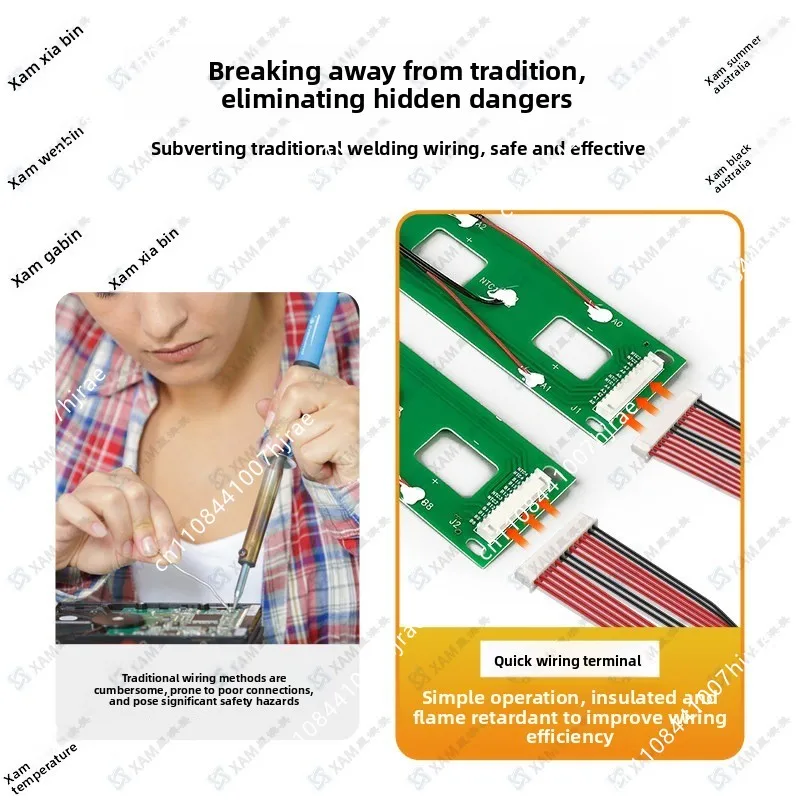 Applicable to, polar empty lithium iron phosphate battery special PCB board sampling line 16 strings BMS PB2A16S20PV19200A