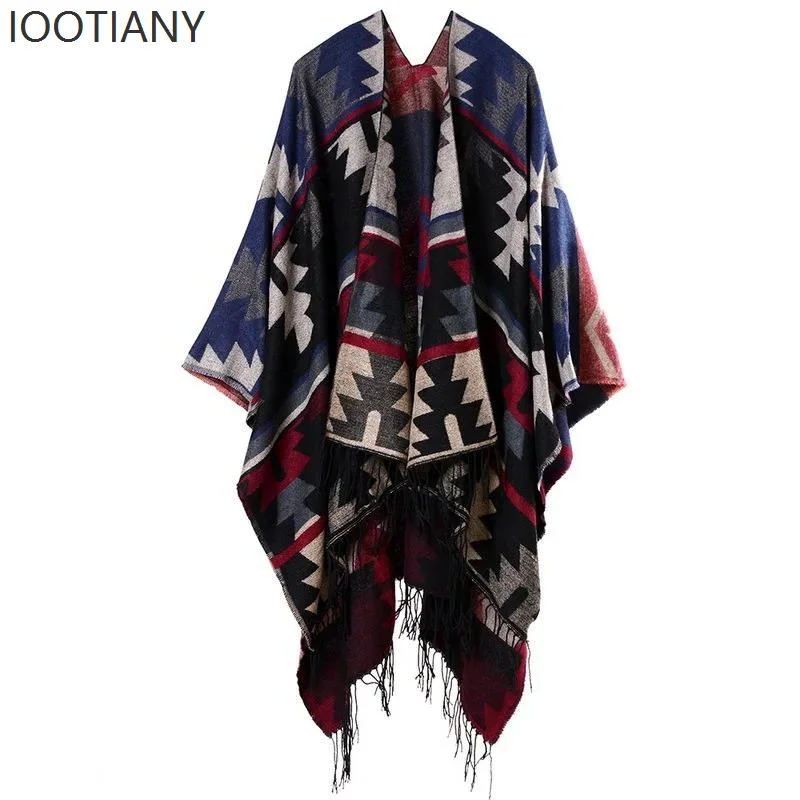 Autumn And Winter Popular New Scarf Women's Cross Plum Blossom Tassels Extended Shawl Imitation Cashmere Thickened Shawl Scarf 3