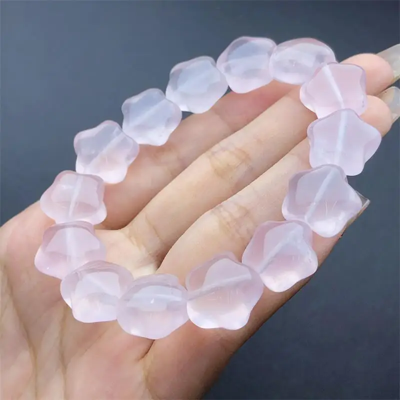 

Natural Rose Quartz Star Bracelet Reiki Healing Fengshui Stone Fashion Jewelry For Women Holiday Gift 1PCS