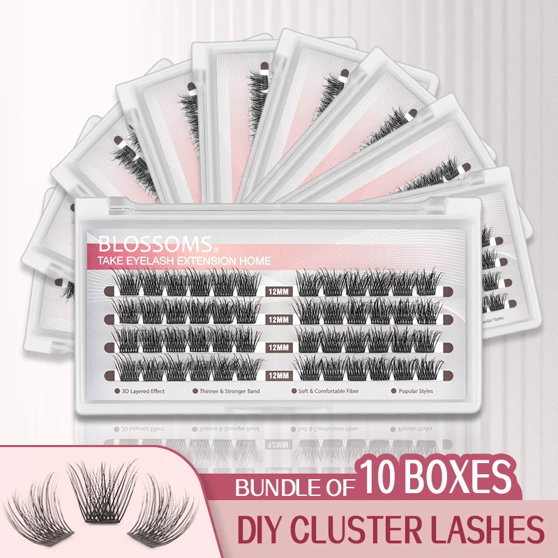 10 Boxes DIY Lash Clusters Dropshipping Eyelash Extension Wisps Volume Segmented Reusable Lashes Mink Fluffy Cilios Wholesale