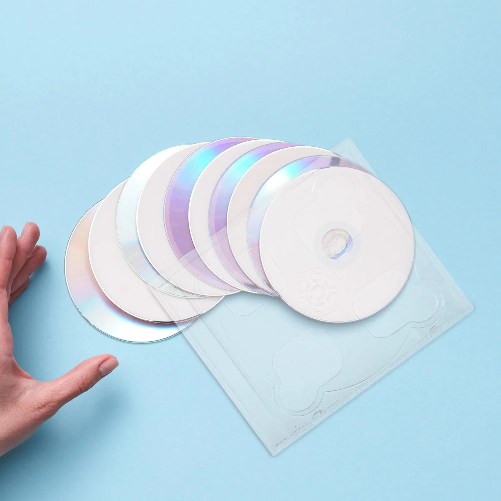 10Pcs Cd Cases Double Disc Clear Plastic Thickened Stackable Organizer Box Disc Holder Storage for Music Movies Data