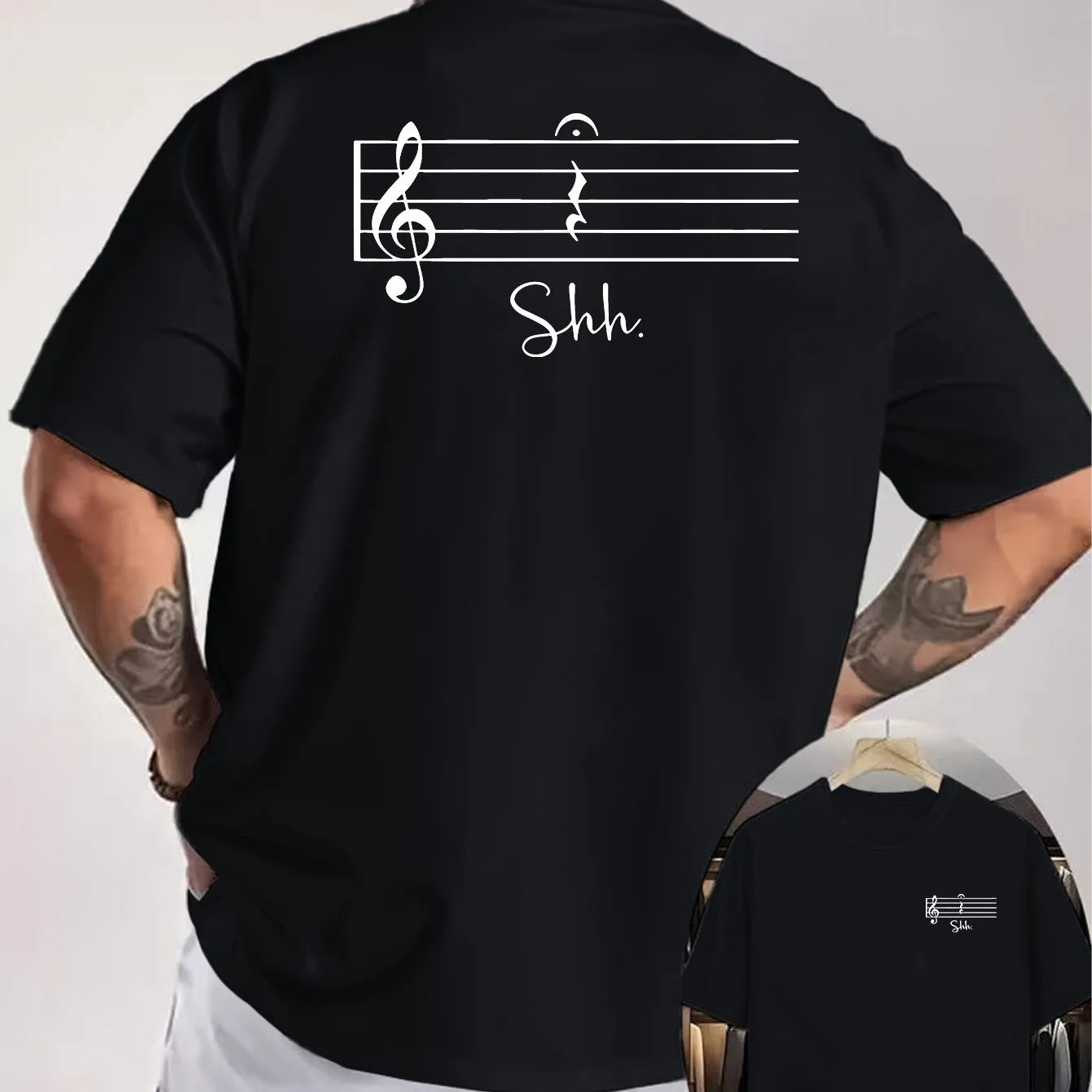 Music Rest Graphic Men's Cotton T-Shirt Funny Musician Gift Short Sleeve Tee