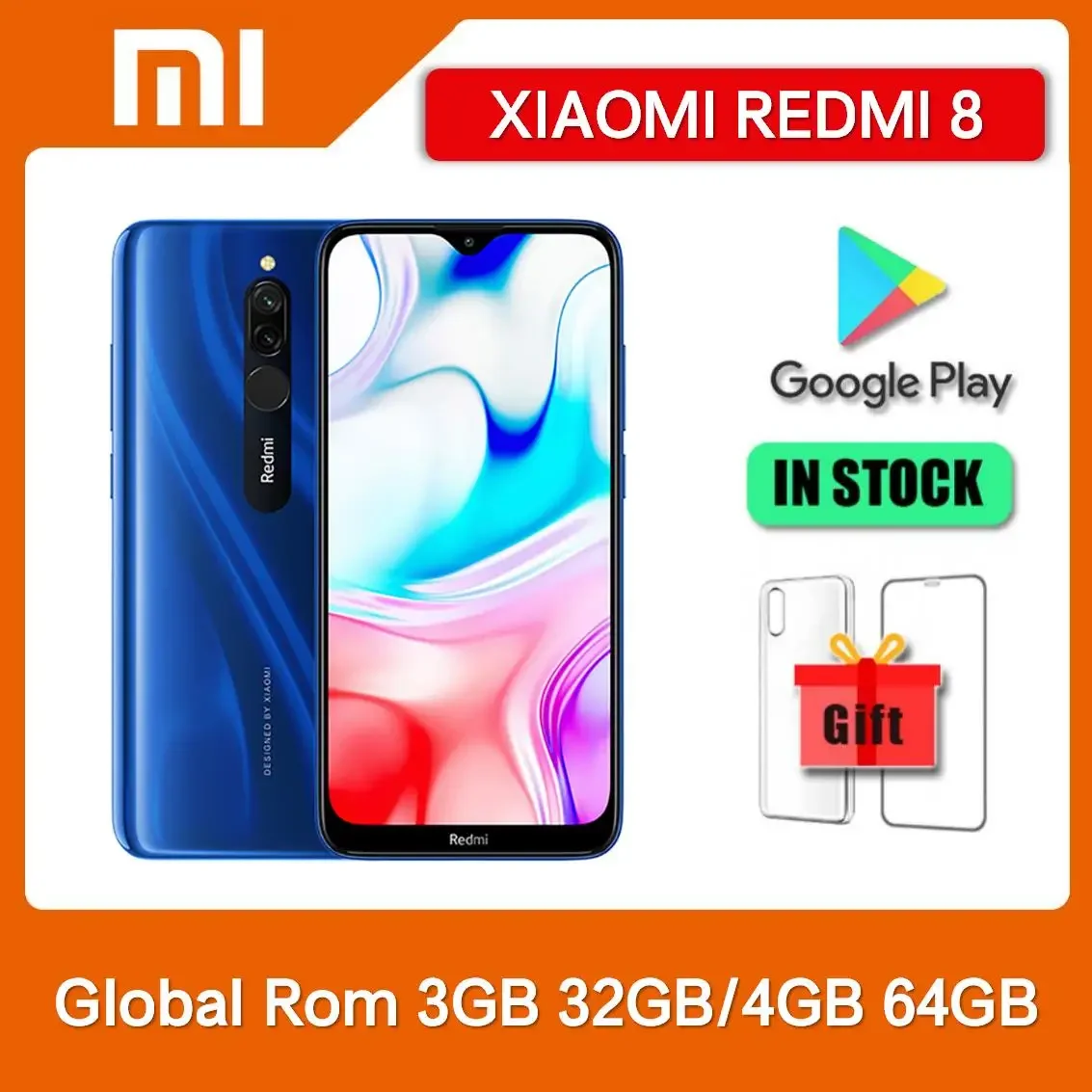 Original Xiaomi Redmi 8 4GB 64GB 4700 mAh Smartphone Dual SIM 6.22'' 12MP+2MP+8MP Snapdragon 439 Octa-Core 4G LTE Mobile Phone