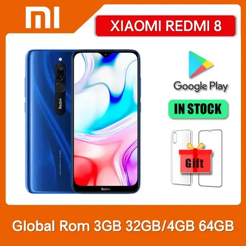 Original Xiaomi Redmi 8 4GB 64GB 4700 mAh Smartphone Dual SIM 6.22'' 12MP+2MP+8MP Snapdragon 439 Octa-Core 4G LTE Mobile Phone