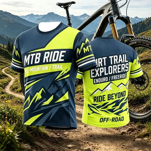 Unisex Breathable Quick-Dry Mountain Enduro Motocross MTB Cycling Jersey Quick Dry Athletic Bike Riding Top for Offroad Sports