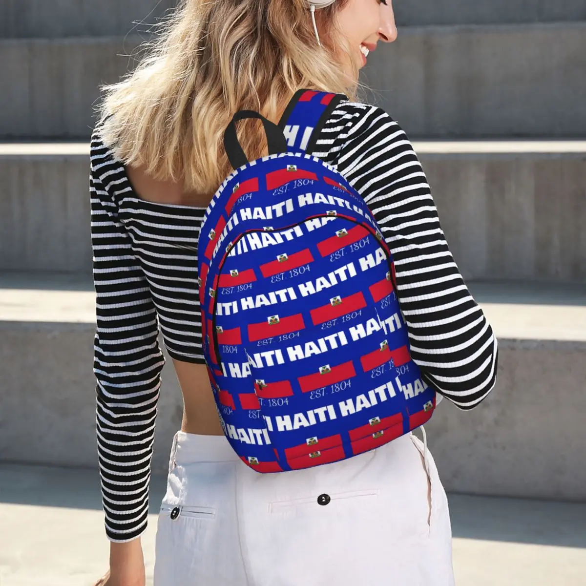 Haiti EST. 1804 Independence Haitian Flag Backpack Hot Sale Daypack Children BookBag School Bag Shoulder Bags for Men Women