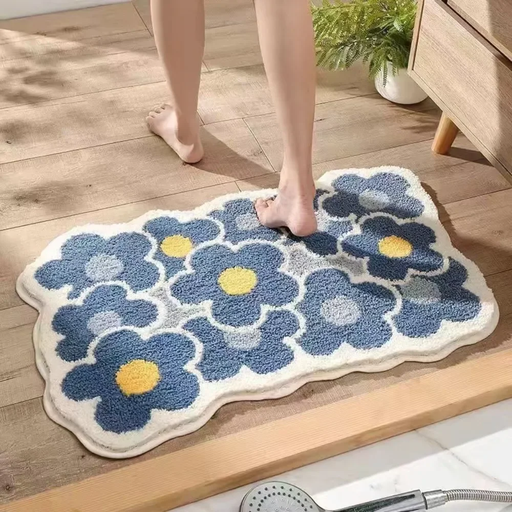 

Fresh Non-slip Flower Floor Mat Comfort Soft Flower Carpet Absorbent Dirt-resistant Door Gasket for Bedroom Bathroom