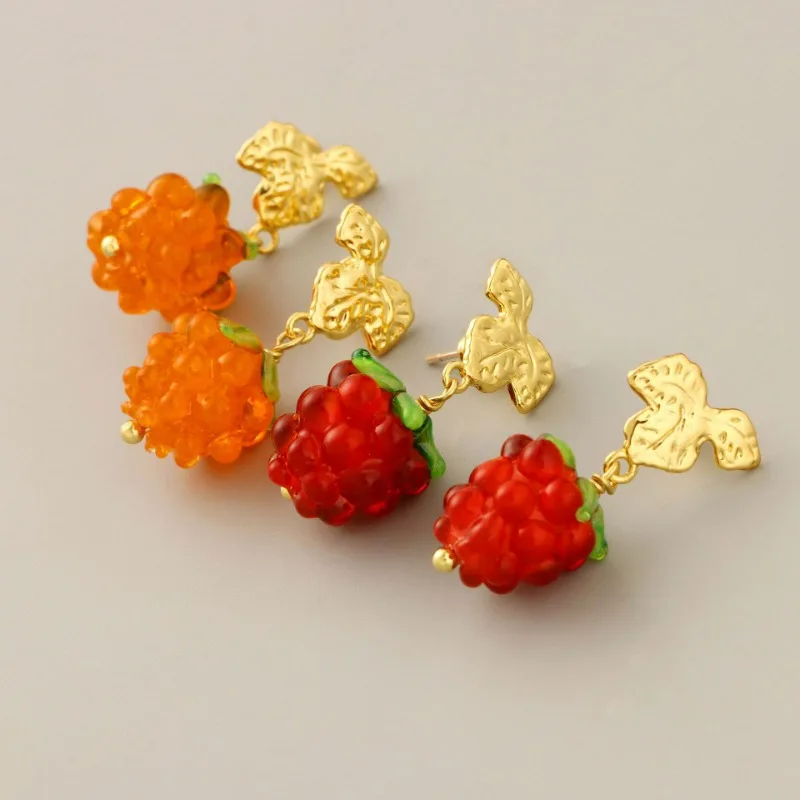 

Light Luxury New Style Personalized Small Grape Coloured Glaze Shape Pastoral Style Fashion Temperament Cute SweetEarrings Women