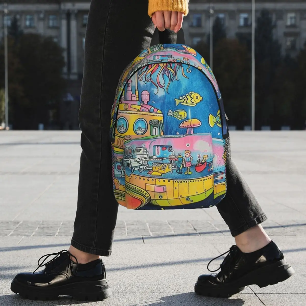 Cartoon Submarine Underwater World Backpack Student BookBag Children School Bag Laptop Shoulder Bags for Boys Girls