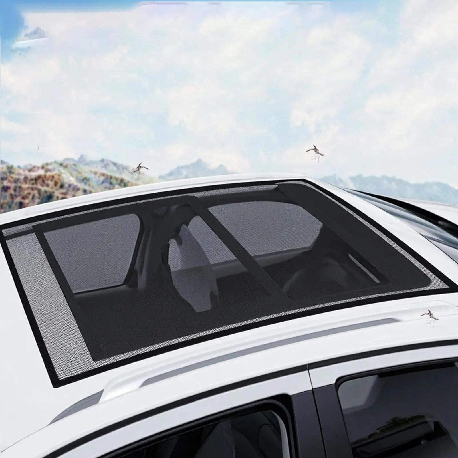 

Car Sunroof Cover UV Protection Magnetic Mosquito Mesh Net sun protection Sun Visor For Camping Parking Travel
