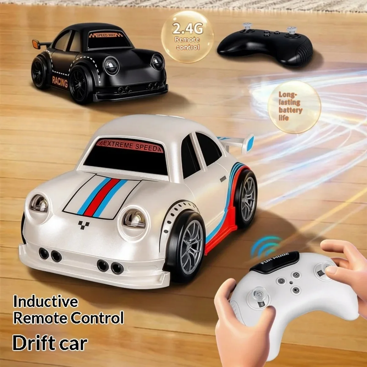 New 2.4G Mini Smart Sensor RC Drift Car Dual Modes Toy With Follow  Escape Modes One Key 360° Stunt LED Lights Music Kids Gift
