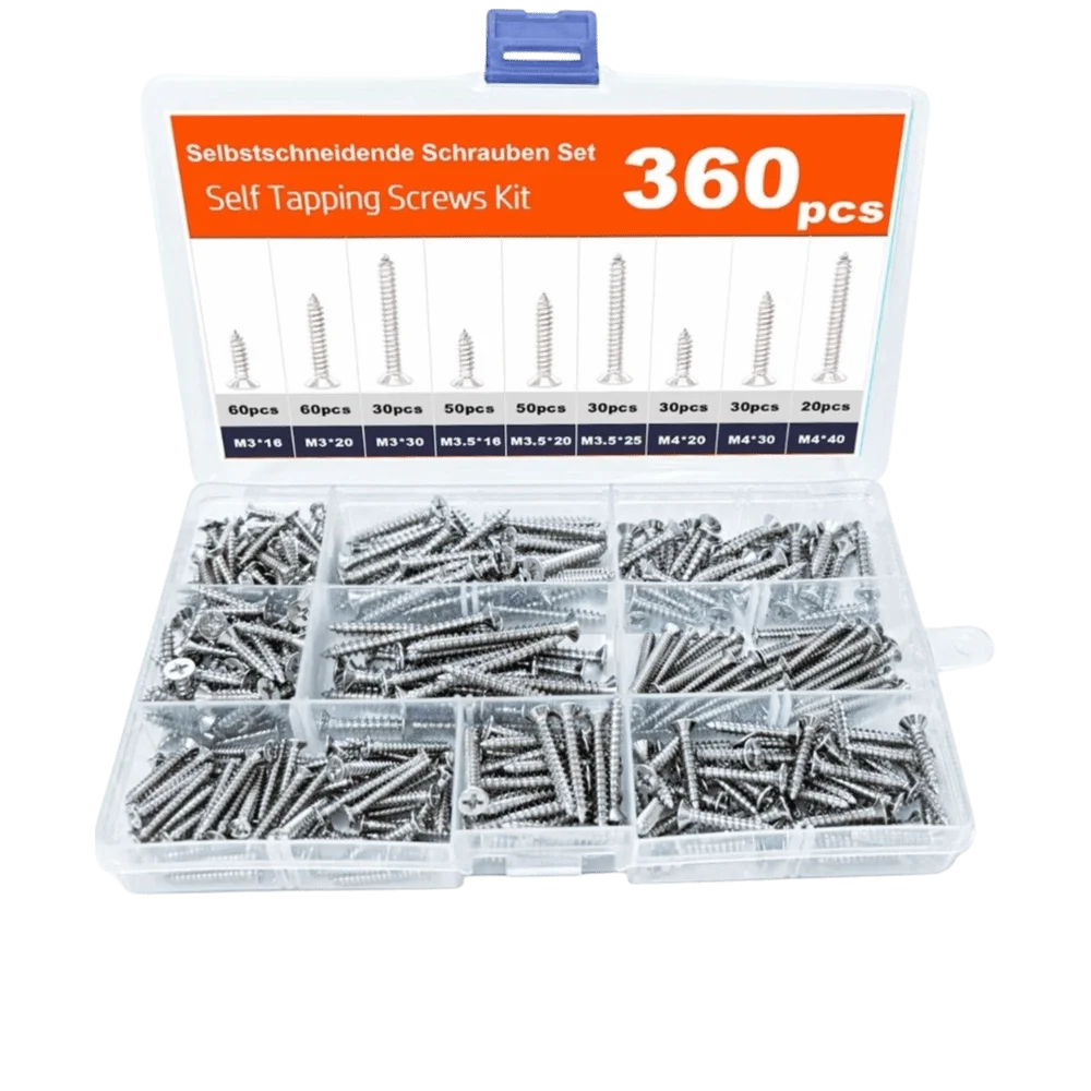 360 PCS M 3.5 Self-Drilling Wood Screws Wood Screw Carbon Steel Wood Screws Rust Resistant Self Tapping Exterior Deck Screws