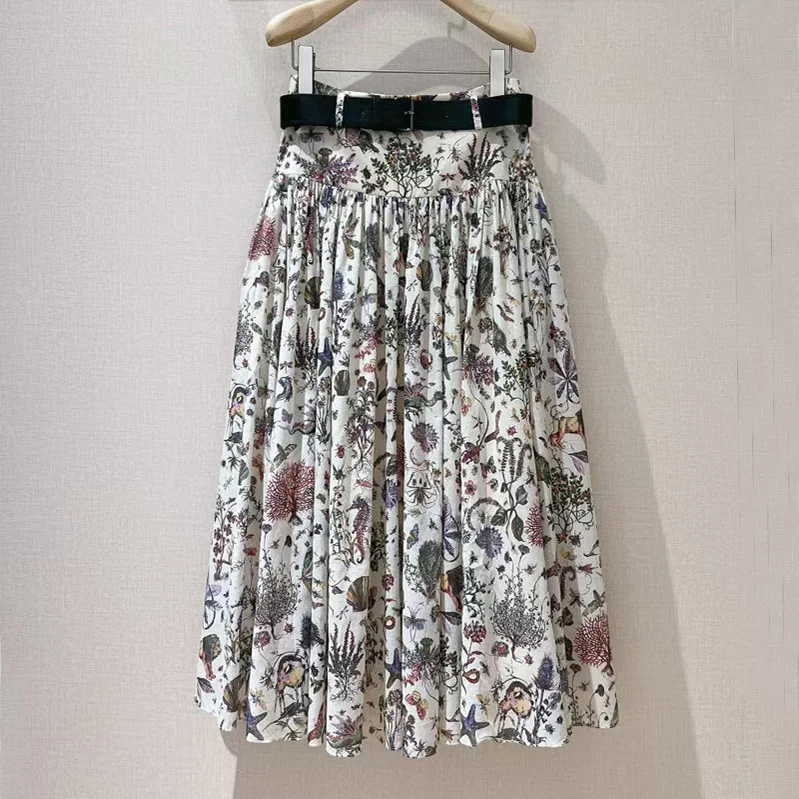 

New High Quality Cotton Printed Large Swing Half Skirt for Women, Medium to Long