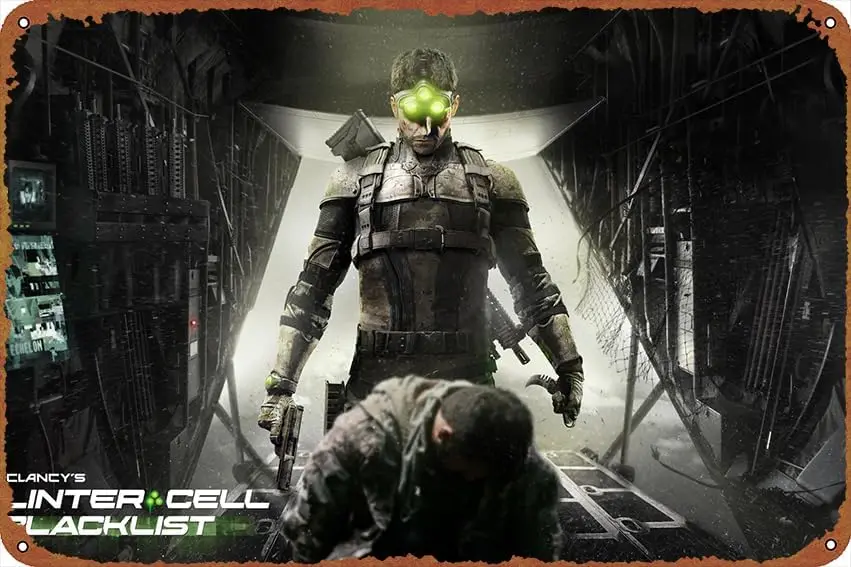 Tom Clancy;s Splinter Cell: Blacklist Sam Fisher Video Game Retro Metal Tin Signs Poster Vintage Decor for the Home Lake Life La