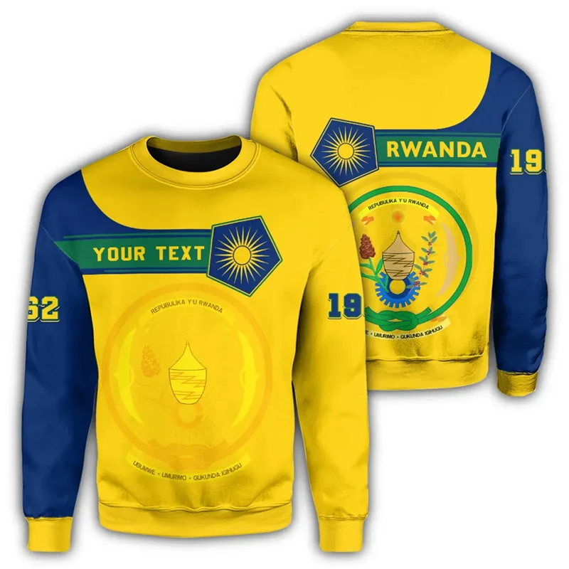 Rwanda Flag Map Graphic Sweatshirts For Men Clothes Fashion Women Sweater Casual Male Streetwear Autumn Pullovers Boy Tracksuit