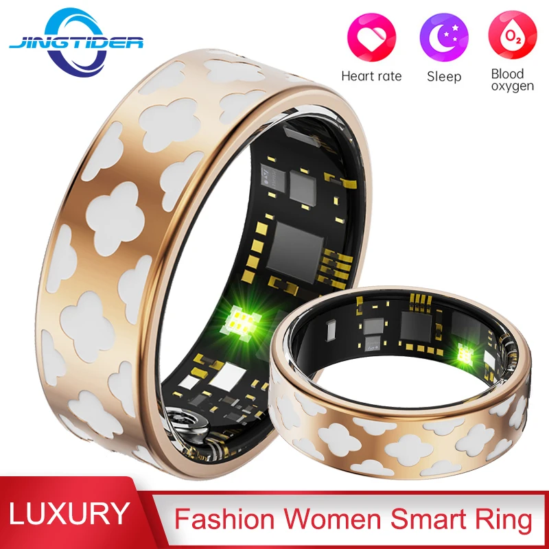 R10M Women Smart Ring Female Fashion Luxury Style Fintess Tracker IP68 Waterproof Stainless Steel Intelligent Health Lady Ring