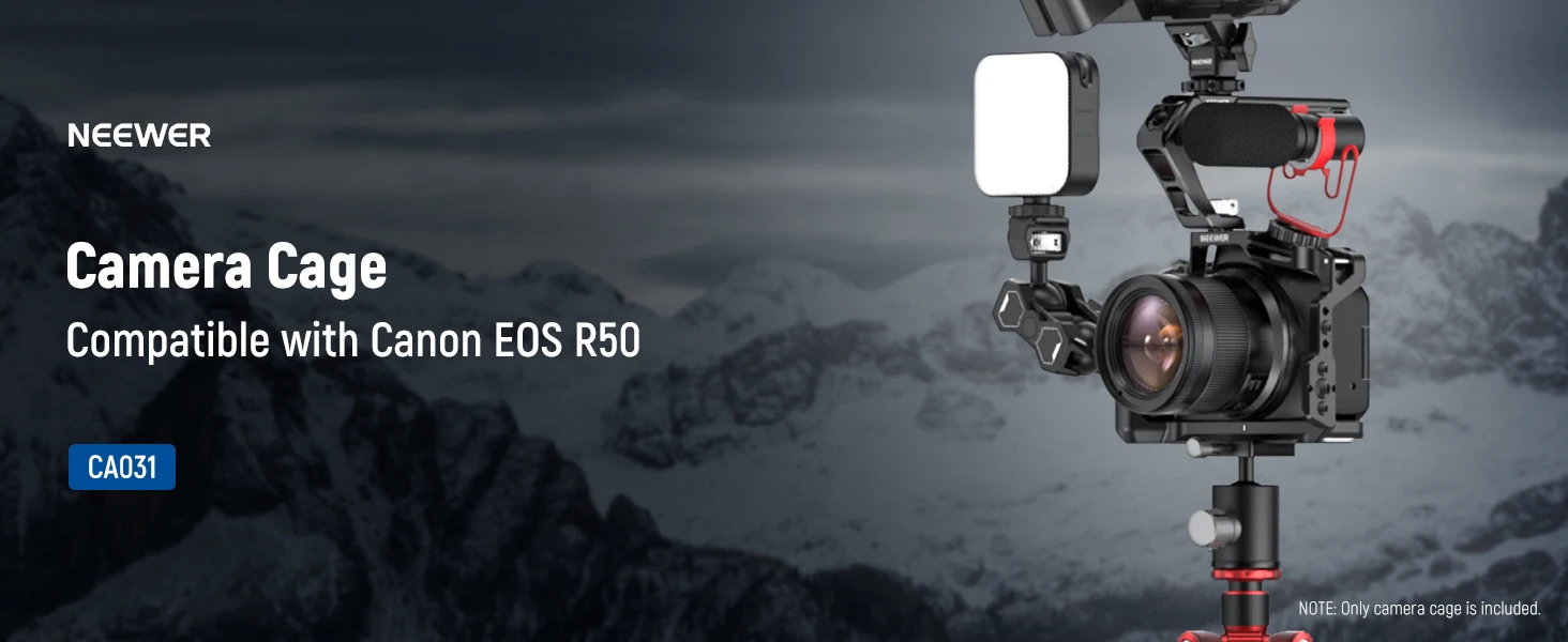 NEEWER R50 Kamerakäfig, kompatibel mit Canon EOS R50 Aluminium-Video-Rig mit NATO-Schiene für DJI Gimbals Arca Typ QR-System – Detail 1