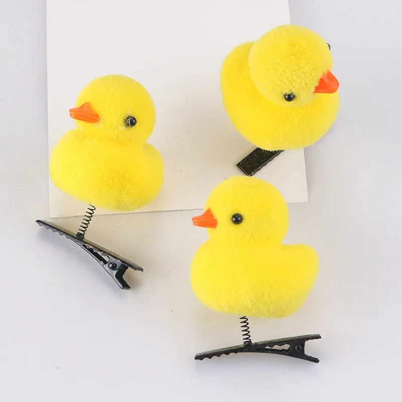 10/20/50/100Pcs/Lot Cartoon Funny Children 3D Little Yellow Duck Plush Hairpin Fashion DIY Duckbill Clip Accessories Party Gifts