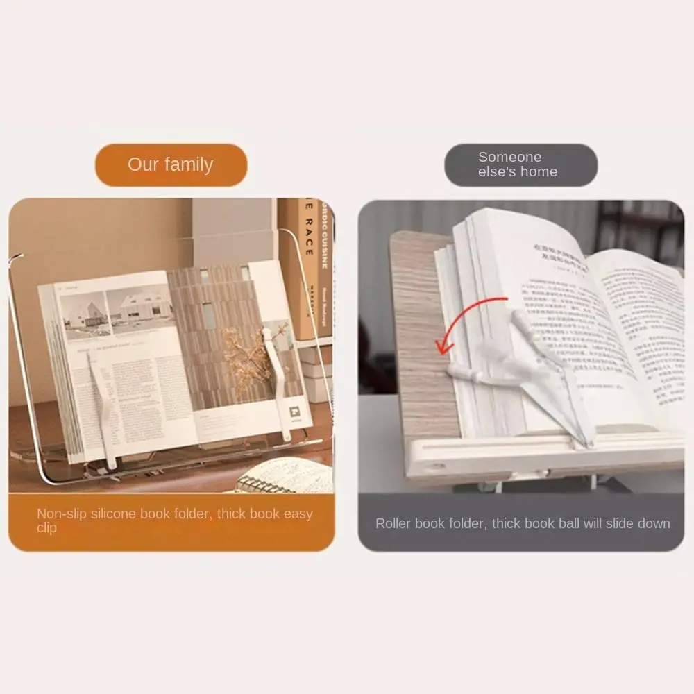 13 Adjustable Tilt Angles Acrylic Book Stand Multi-Functional Comfortable Reading Desktop Reading Holder Non-slip Transparent