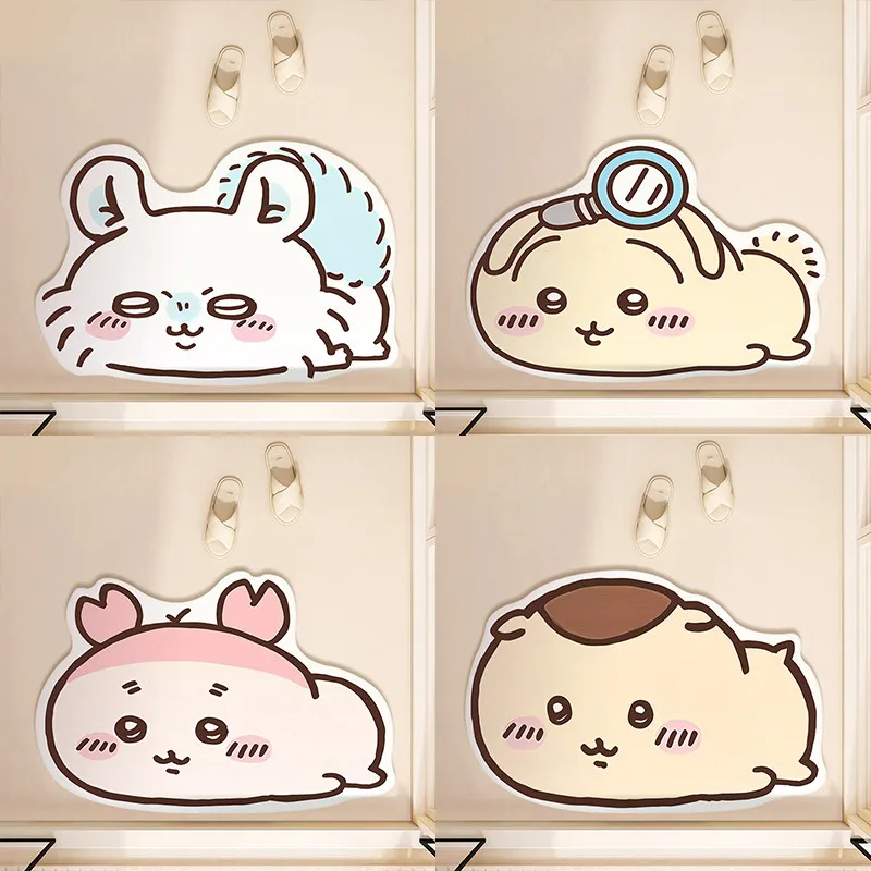 Cartoon Momonga Chiikawa Absorbent floor mat cute Rakko Shisa quick-drying mat Toilet door cushion foot Bathroom anti-slip mat view 2